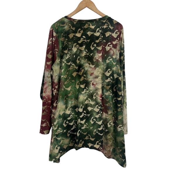 LOGO Lori Goldstein EarthTone Textured Burn Out Pocket Front Tunic 2X Lagenlook - Picture 2 of 6